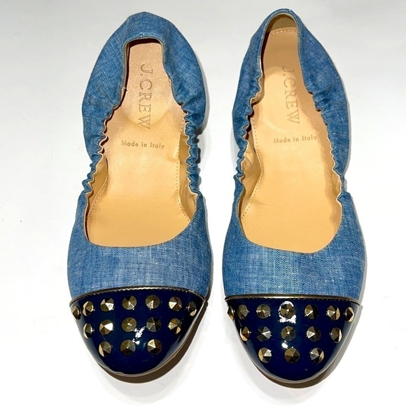 NWT J.Crew Emma Studded Cap Toe Fabric Ballet Shoe Size 6 - Picture 2 of 14